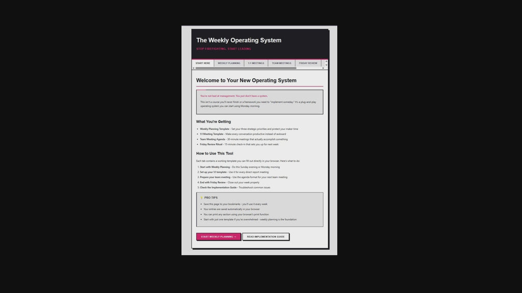 Line Manager Weekly Operating System